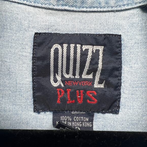 Vintage Quizz Womens Shirt 2X Cotton Chambray Embroidered Cabincore Grandmacore - Picture 2 of 7